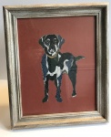 Exclusive Framed Embroidery Print ''Labrador'' on Red by Ema Corcoran for Hilly Horton Home
